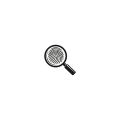 Fingerprint Under Magnifying Glass icon flat vector design