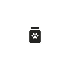 Pet Food Jar with Paw Print icon flat vector design