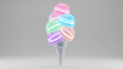 Holographic effect on a colorful spiral shaped object with 3d appearance