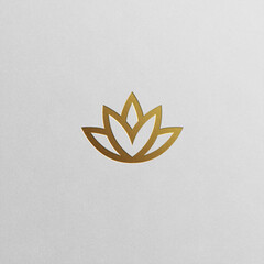 Golden lotus flower symbol isolated on white background. Luxury logo design for beauty, wellness, zen, yoga, spa, hotel, medical companies.	
