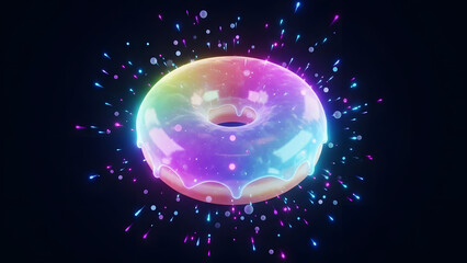 Holographic cosmic entity a futuristic iridescent orb emitting vibrant colors and energy in space