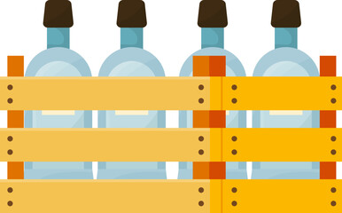 Vector Alcohol Bottle and Beverage Crate Icon Set - Beer Wine and Spirits Flat Illustration
