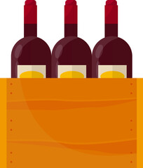 Vector Alcohol Bottle and Beverage Crate Icon Set - Beer Wine and Spirits Flat Illustration