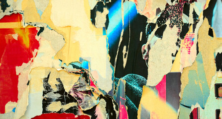 Posters old colorful ripped torn grunge backgrounds creased crumpled paper backdrop surface placard...