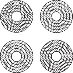 Set of Coiled rope Outline vector illustration isolated On Transparent Background