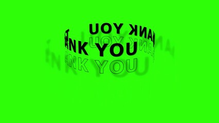 Black text THANKYOU in a curved 3D formation on a bright green background THANK YOU text 3D text © Ab