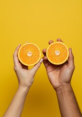 Hands Holding Orange Halves