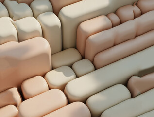 Obraz premium Smooth Creamy 3D Abstract Shapes