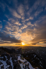 Sonnenuntergang Hochlantsch - Teichalm - Almenland - Oststeiermark - Sonnenstern