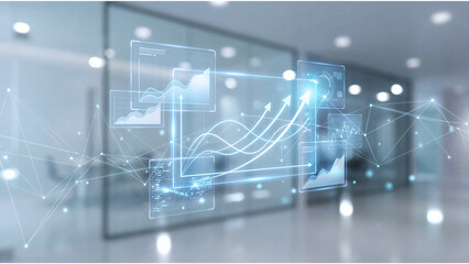 Digital business data growth concept with virtual charts