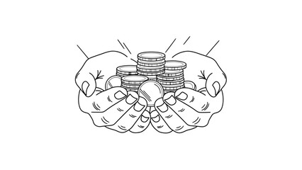 Hands holding a stack of coins symbolizing wealth and investment. © Luminaryshine