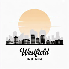 Obraz premium Westfield Skyline Silhouette — A Growing Central Indiana City Vector Illustration