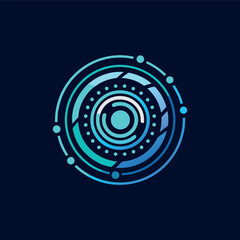 Abstract blue spiral made of glowing circular lines and dots