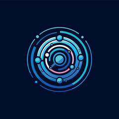 Abstract blue spiral made of glowing circular lines and dots