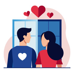 Valentine Romantic Window Scene