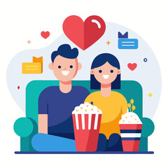 Valentine Couple Watching Movie
