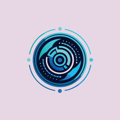 Abstract blue spiral made of glowing circular lines and dots