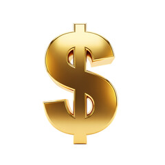 Dollar sign metallic shiny golden with bright studio lighting for finance and wealth.