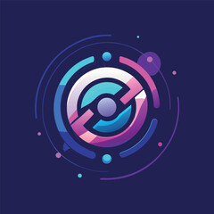 Abstract blue spiral made of glowing circular lines and dots