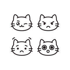 Funny cartoon cat collection with cute animal faces