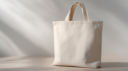 Reusable eco-friendly shopping bag, made of natural fabric, with white background.