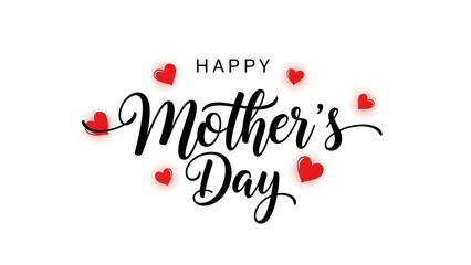 Happy mother's day greeting with red hearts