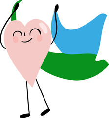 illustration of heart cartoon character with Djibouti flag © paweeillus