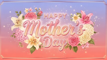Mother's day greeting card with beautiful flowers