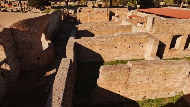 The ruins of Ostia Antica, the old port of Rome, Lazio, Italy, dating back to the 7th century BC