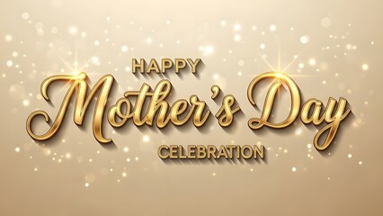 Happy mother's day celebration with golden text and sparkles