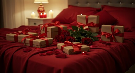 Romantic Bedroom Surprise with Gifts