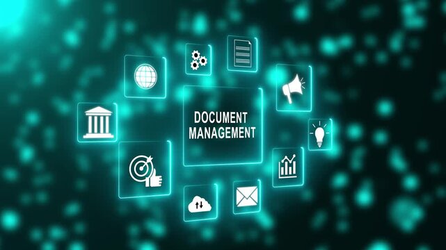 Document management DMS System Digital rights management. Business, Technology, Internet and network concept.