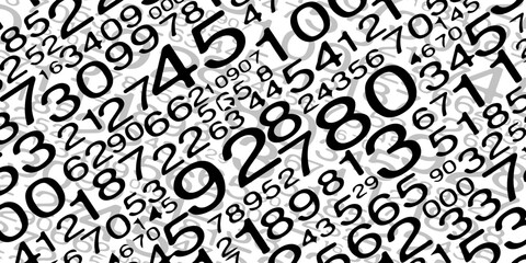 Falling colorful messy numbers. Math study concept with flying digits. Posh back to school mathematics banner on white background. Falling numbers vector illustration.