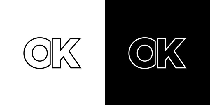 Letter O and K, OK logo design template. Minimal monogram initial based logotype.