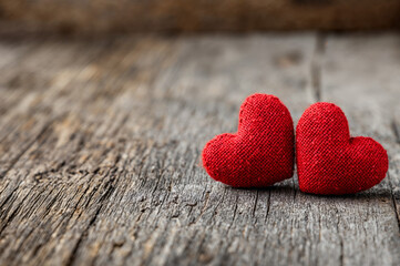 Fototapeta premium red heart on wooden background