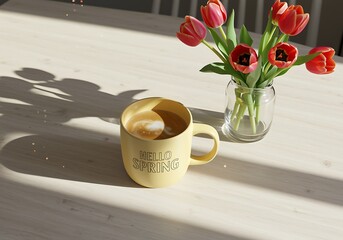 Spring Coffee and Tulips