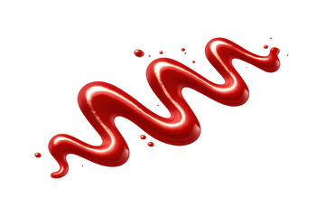 Fototapeta premium Red shiny sauce squiggle on transparent background, a glossy liquid condiment for food design