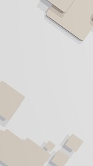 Abstract 3D background with beige floating squares and copy space