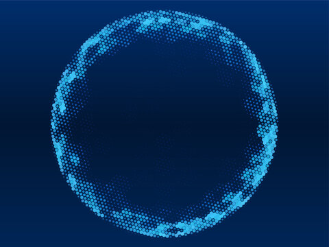 Futuristic Blue Hexagon Digital Sphere Background. Futuristic digital sphere composed of glowing hexagon and dot patterns in blue tones on a dark background. Abstract technology globe concept