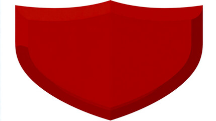Red flat shield-shaped icon, vector illustration on a white background. Simple design, cute style, minimalistic with simple shapes.