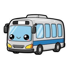 Cartoon bus with smiling face illustration.