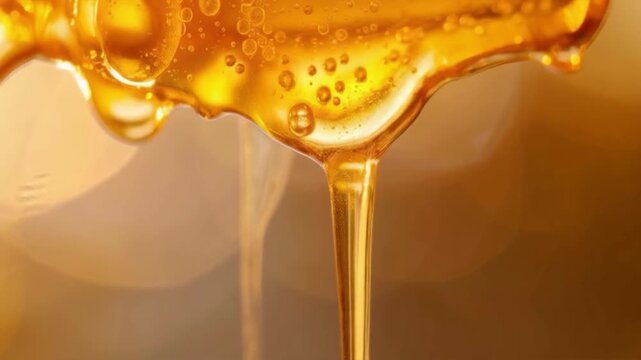 Golden honey slowly dripping from a spoon emphasises naturalness &mdash; an excellent backdrop for advertising eco-friendly products.
