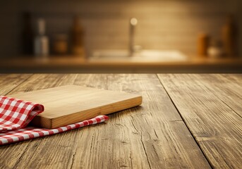 Wooden Cutting Board on Table