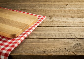 Wooden Table with Checkered Napkin