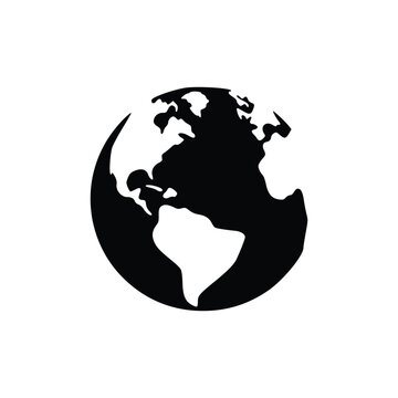 A black silhouette of the western hemisphere on a white background