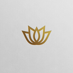 Gold rose symbol flower in minimalist line art design. Elegant, feminine logo for beauty, jewelry, florists, spas, skincare, cosmetics, and wedding related businesses.