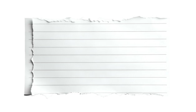 Torn sheet of lined paper with jagged edges, floating against a black background - Powered by Adobe
