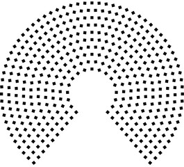 Hemicycle 400 seats - chamber 280 degree donut chart 10 rows centered