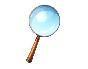 Magnifying glass with wooden handle and glass lens