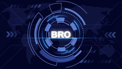 Obraz premium Futuristic Global Technology HUD with BRO Text and Blue Accents digital interface
